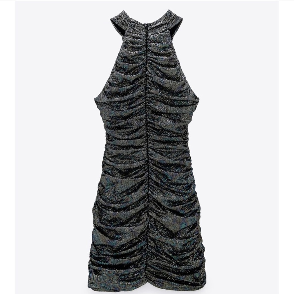 NWT ZARA Sparkly Draped Dress Multicolored XS - Picture 6 of 6